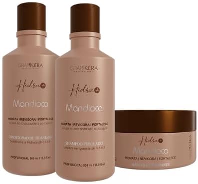 Kit Home Care Mandioca Grankéra, Shampoo 500ml, Condicionador 500ml, Máscara Capilar 300g