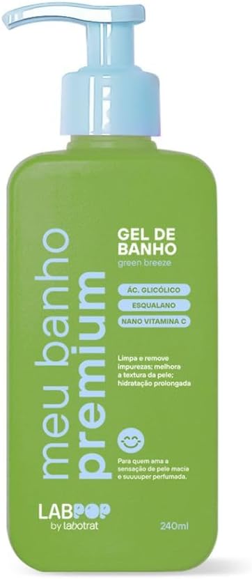 Kit Green Breeze Completo Mousse Esfoliante, Body Splash, Hidratante e Gel de Banho Labpop By Labotrat - Meu Banho Premium - Limpeza, Hidratação e Perfumação com Ácido Glicólico e Vitamina C