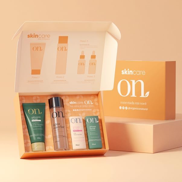Kit Skincare ON em 4 passos - Sérum Facial Iluminador + Sérum Facial Revitalizante + Sabonete Facial Revitalizante + Água Micelar Prebiótica - ON