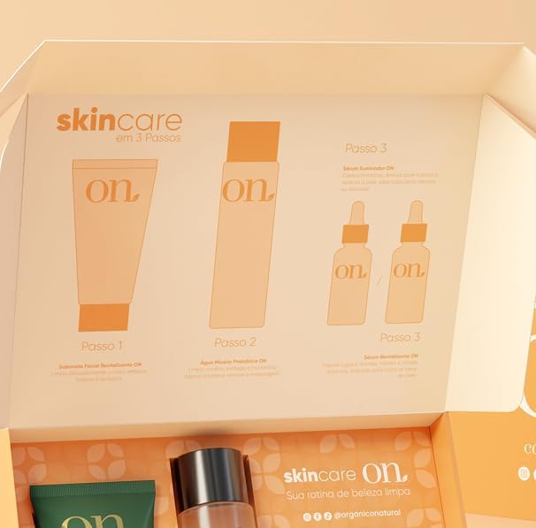 Kit Skincare ON em 4 passos - Sérum Facial Iluminador + Sérum Facial Revitalizante + Sabonete Facial Revitalizante + Água Micelar Prebiótica - ON