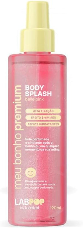 Kit Cuidados Completo Belle Pink - Meu Banho Premium - Esfoliante, Hidratante, Body Splash e Gel de Banho - Limpeza, Hidratação e Perfume com Nano Retinol e Colágeno