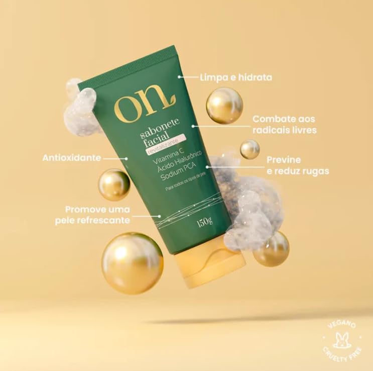 Kit Skincare ON em 4 passos - Sérum Facial Iluminador + Sérum Facial Revitalizante + Sabonete Facial Revitalizante + Água Micelar Prebiótica - ON