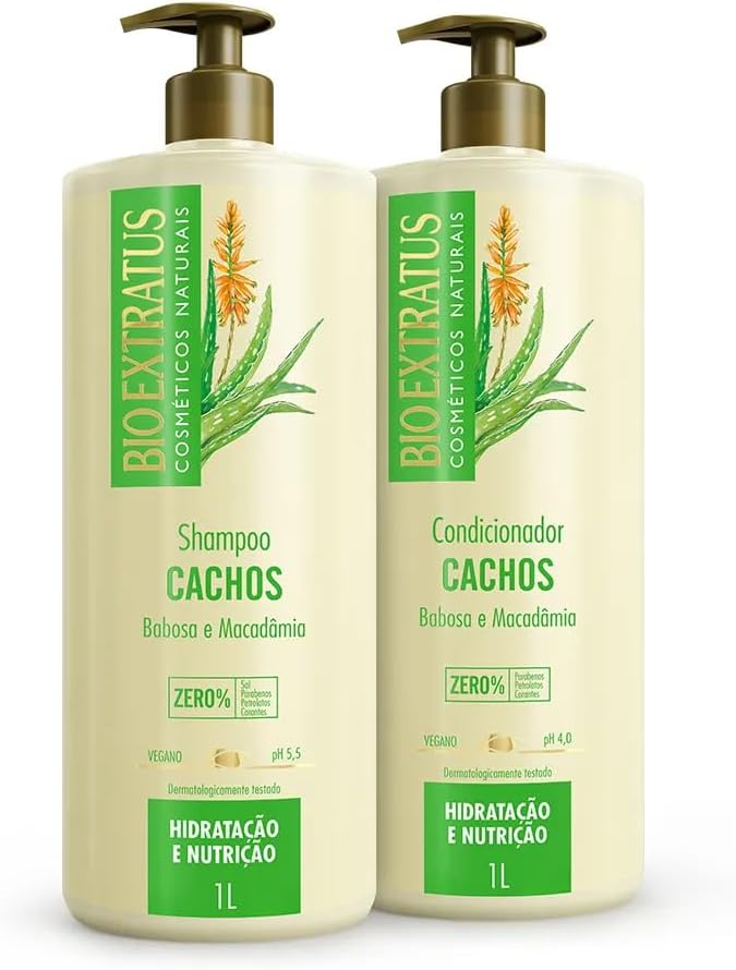 Kit Cachos Bio Extratus Shampoo e Condicionador 1L Hidratação Intensa