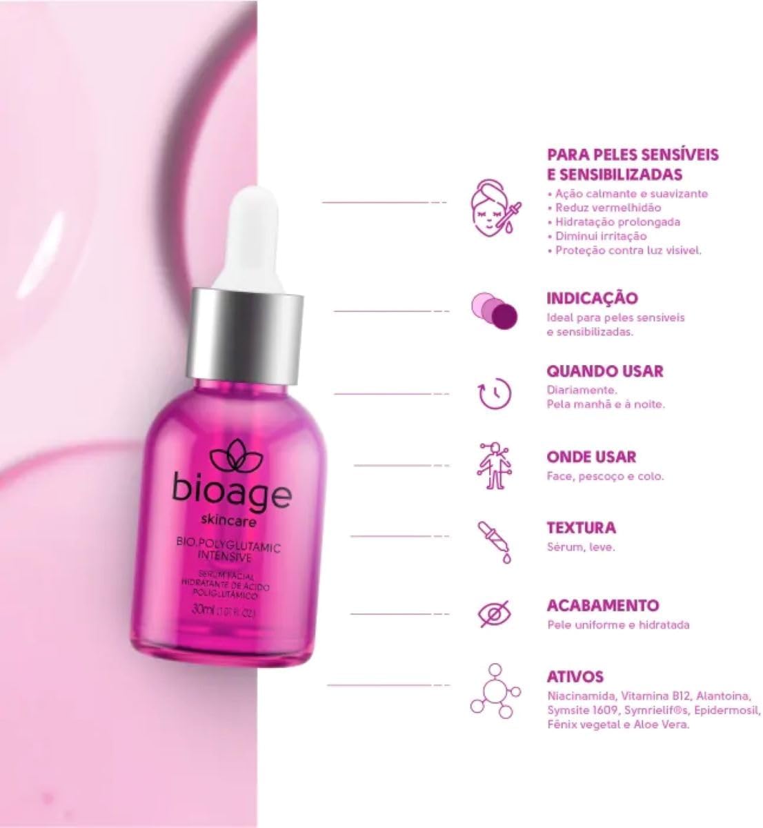 Bio.Polyglutamic Sérum Facial de Ácido Poliglutâmico 30ml Bioage