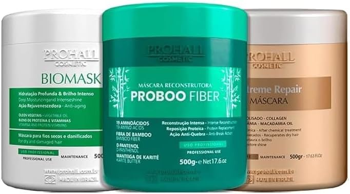 Cronograma Capilar Prohall - Kit HNR Premium (3 Produtos) - Tratamento Profissional para Reconstrução, Brilho e Força