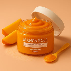 Esfoliante Corpo Manga Rosa Para Banho Natural Artesanal 200 Ml - Hidrata Nutre Proporciona Maciez Com Vitamina E e Ômega 6 + Espátula De Silicone Skin Care