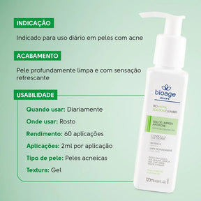 Sabonete Facial + Serum + Tonico + Protetor Solar FPS70 - Tratamento Skincare Antiacne Completo - BIOAGE