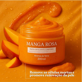 Esfoliante Corpo Manga Rosa Para Banho Natural Artesanal 200 Ml - Hidrata Nutre Proporciona Maciez Com Vitamina E e Ômega 6 + Espátula De Silicone Skin Care