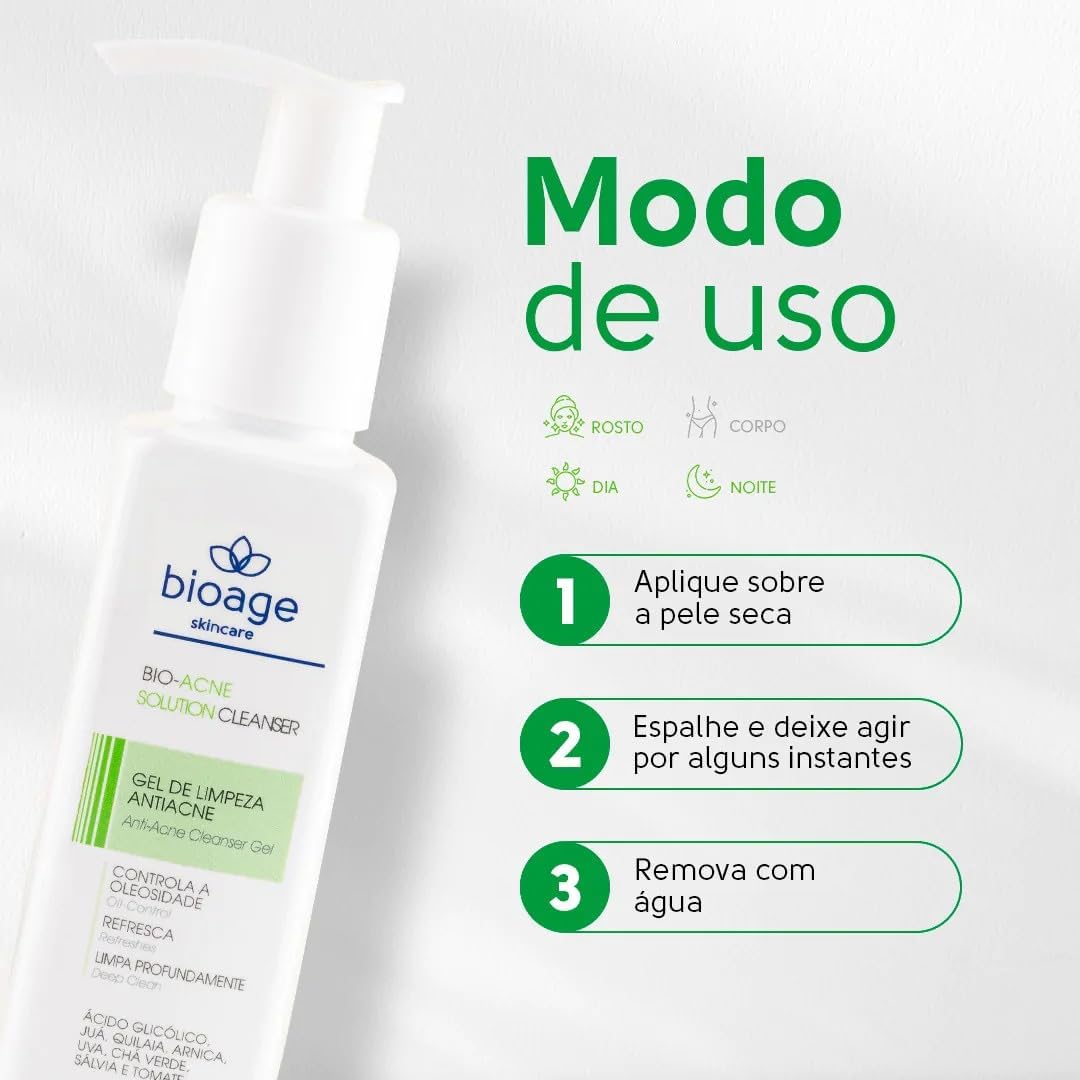 Sabonete Facial + Serum + Tonico + Protetor Solar FPS70 - Tratamento Skincare Antiacne Completo - BIOAGE