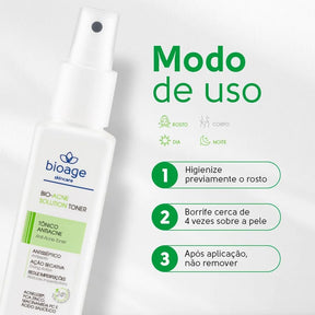 Sabonete Facial + Serum + Tonico + Protetor Solar FPS70 - Tratamento Skincare Antiacne Completo - BIOAGE