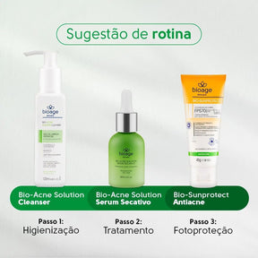 Sabonete Facial + Serum + Tonico + Protetor Solar FPS70 - Tratamento Skincare Antiacne Completo - BIOAGE