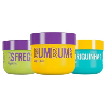 Kit Bumbum Cream Esfoliante Esfrega Barriguinha Cream 200g Trio Cuidado Diário Creme Corporal Tratamento De Celulite Estrias E Pelos Encravados BB - Beleza Brasileira