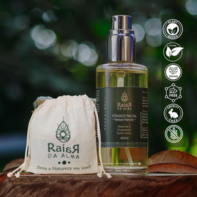 Kit Skincare Limpeza Revitalização Equilíbrio – Balm Demaquilante, Sabonete Iluminador, Tônico com Vitamina C, Ácido Lático, Alcaçuz Romã Natural Vegano Raiar da Alma