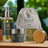 Kit Skincare Limpeza Revitalização Equilíbrio – Balm Demaquilante, Sabonete Iluminador, Tônico com Vitamina C, Ácido Lático, Alcaçuz Romã Natural Vegano Raiar da Alma